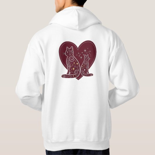 Veste À Capuche Design de coeur romantique de chat (Dos)