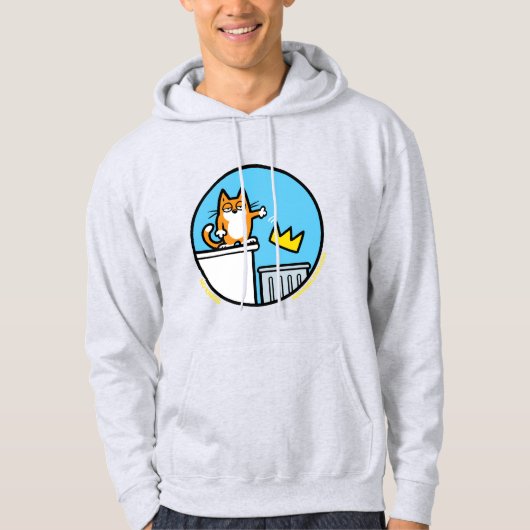 Veste À Capuche Dessin animé de chat drôle "Pas de rois" sur un sw (Devant)