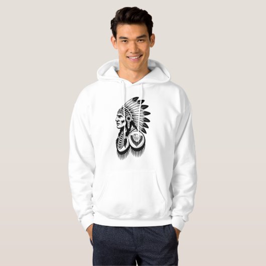 Veste À Capuche Dessin au trait de coiffe de guerrier (Devant entier)