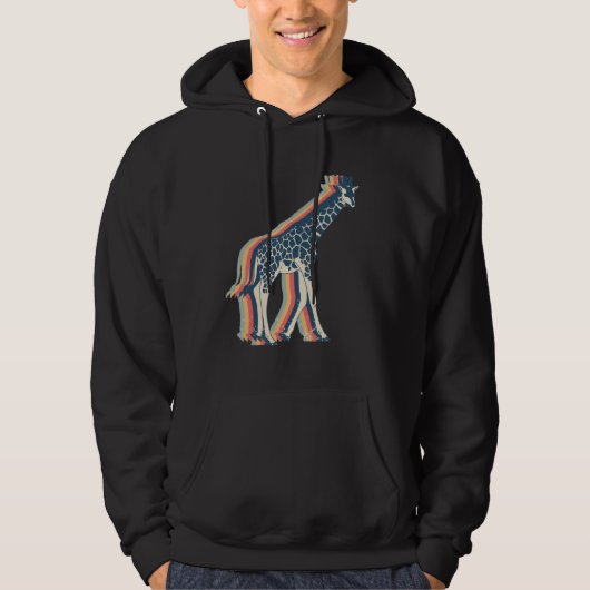 Veste À Capuche Dessin au trait rétro d'animal girafe (Devant)