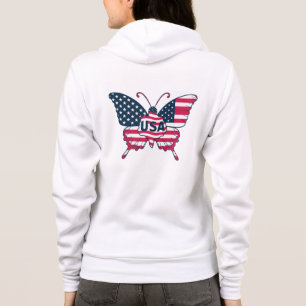Veste À Capuche Dessin de drapeau américain papillon-62616
