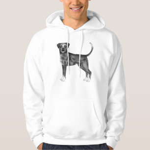 Veste À Capuche Dessin numérique de Boxer mignon en noir et blanc