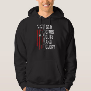 Veste À Capuche Dieu Armes Guts Gloire Patriotique Usa Drapeau Pro
