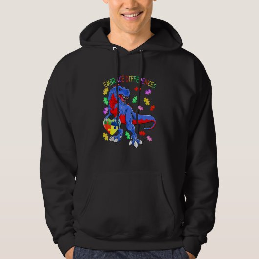 Veste À Capuche Dinosaur Autisme Sensibilisation Accepter les Diff (Devant)