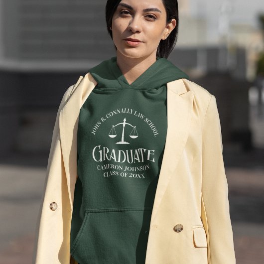 Veste À Capuche Diplôme de droit vert personnalisable