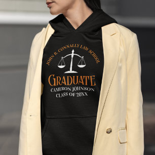 Veste À Capuche Diplôme d'études de droit sur mesure Orange Noir