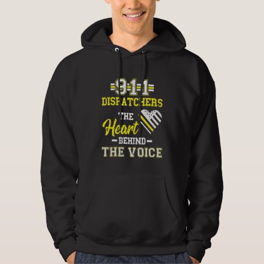 Veste À Capuche Dispatcher Thin Yellow Line 911 Heart The Voice Op (Devant)