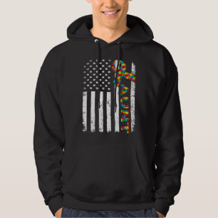 Veste À Capuche Distressed Autism Aunt American Flag Family Matchi