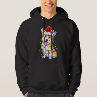 Veste À Capuche Don de chien | Corgi Père Noël Christmas Tree Ligh