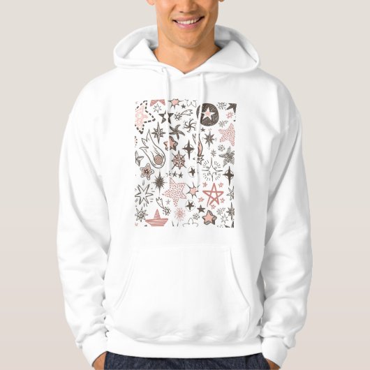 Veste À Capuche Doodles cosmiques : Étoiles et comètes (Devant)