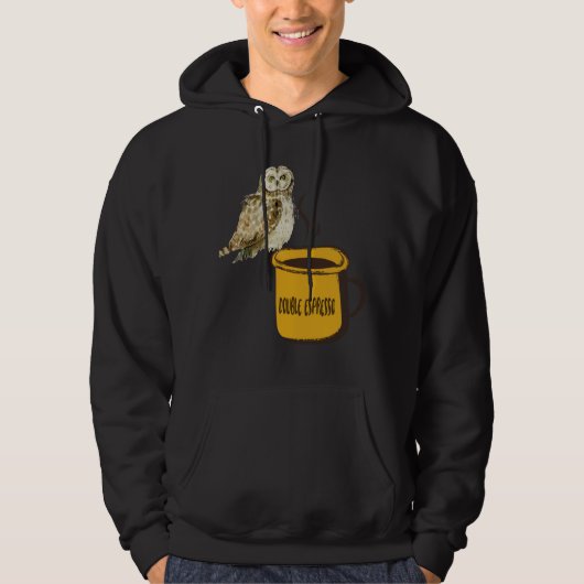 Veste À Capuche Double Espresso Café Cute Funny Owl Observation d' (Devant)