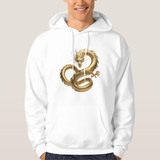 Veste À Capuche Dragon Chinois Doré Art | Créature Fantastique Myt (Devant)