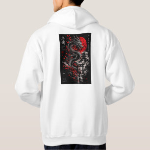 Veste À Capuche Dragon Japonais et Soleil Rouge Samouraï – Art Mur