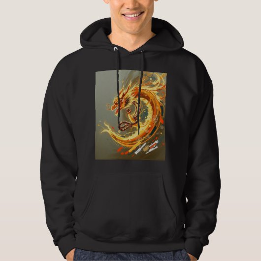 Veste À Capuche Dragon Jaune Doré (Devant)