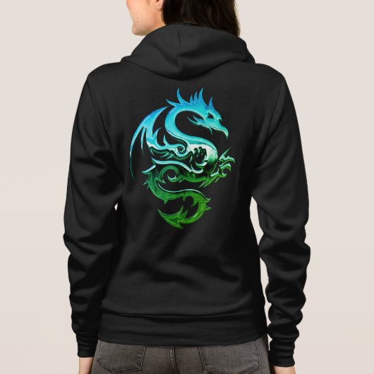 Veste À Capuche Dragon métallique vert (Dos)