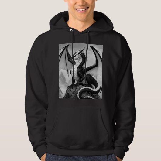 Veste À Capuche Dragon noir et blanc (Devant)