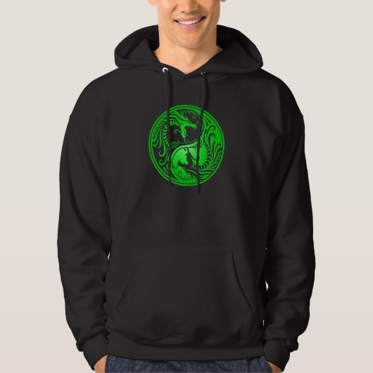 Veste À Capuche Dragons de Yin Yang, verts (Devant)