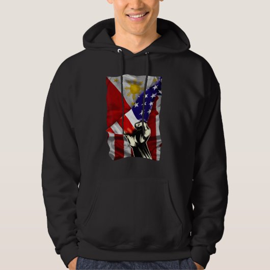 Veste À Capuche Drapeau américain à moitié philippin RACINES drape (Devant)