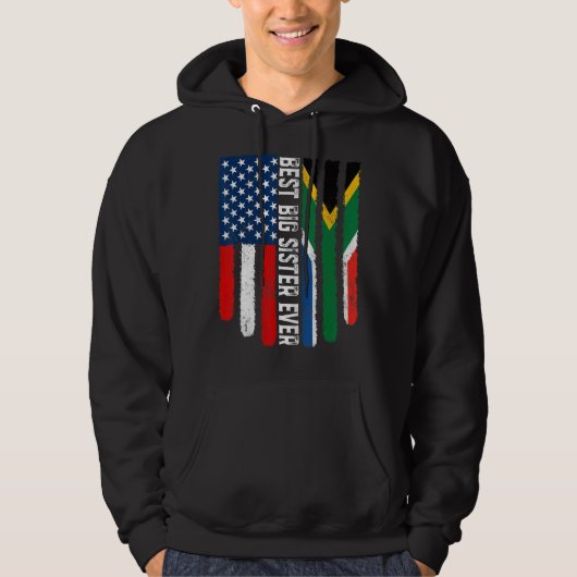 Veste À Capuche Drapeau Américain Afrique du Sud Drapeau Meilleur (Devant)