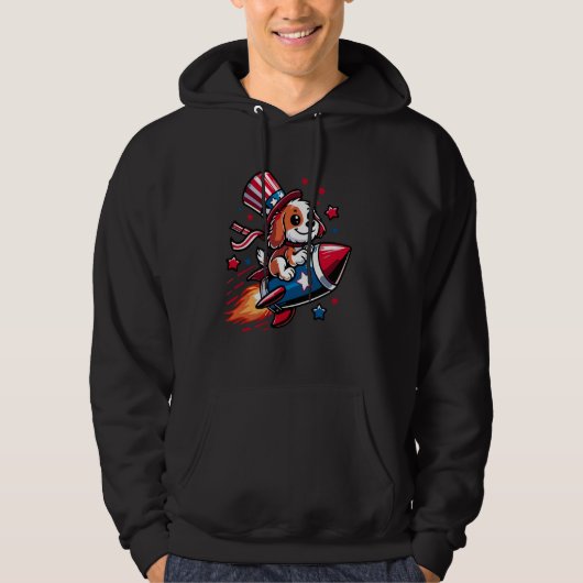 Veste À Capuche Drapeau américain de chiens à cheval Rocket Animau (Devant)