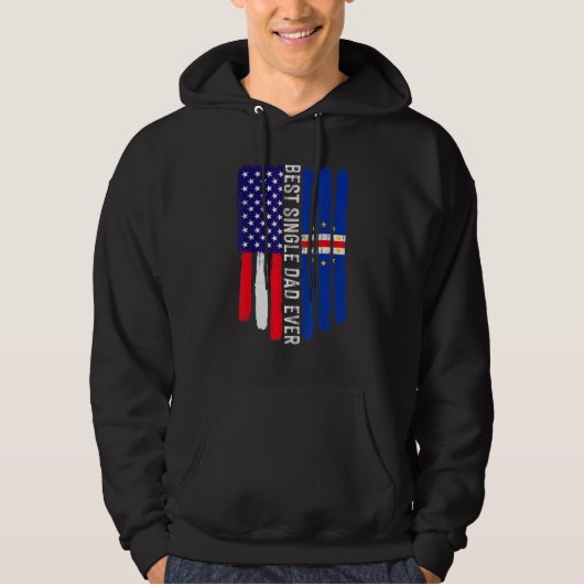 Veste À Capuche Drapeau Américain & Drapeau Cabo Vert Meilleur Pèr (Devant)