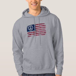 Veste À Capuche Drapeau américain en détresse & symbole de la paix