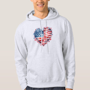 Veste À Capuche Drapeau américain étoiles bandes cœur patriotique