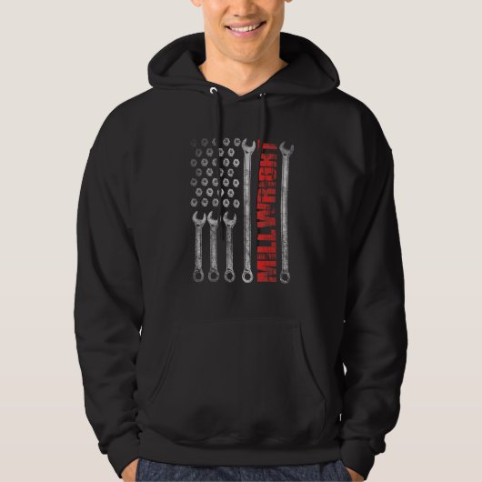 Veste À Capuche Drapeau américain patriotique de Millwright Acier (Devant)