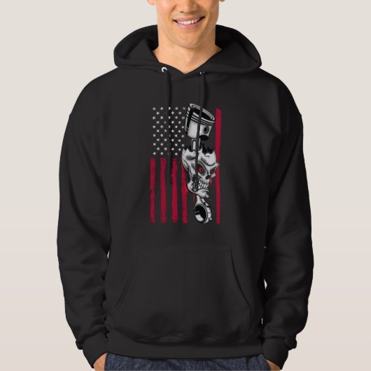 Veste À Capuche Drapeau Américain Piston Muscle Car 5 (Devant)