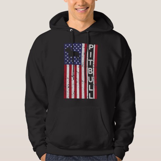 Veste À Capuche Drapeau américain Pitbull Dog Us (Devant)
