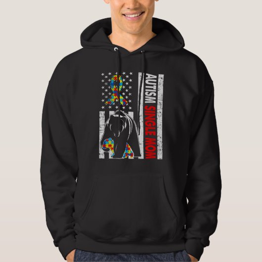Veste À Capuche Drapeau américain rétro Autisme mère célibataire o (Devant)
