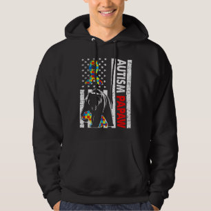 Veste À Capuche Drapeau américain rétro Autisme Papaw Bear Awarene