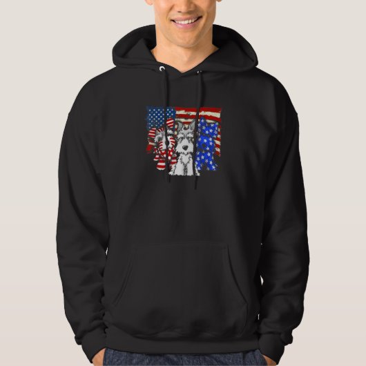Veste À Capuche Drapeau américain Schnauzer 3 Chiens (Devant)