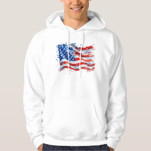 Veste À Capuche Drapeau américain USA Aquarelle 4 juillet
