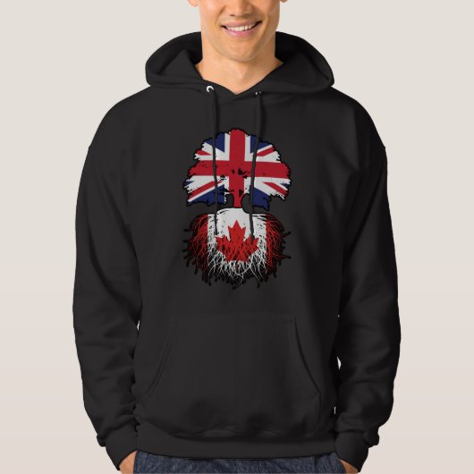 Veste À Capuche drapeau canadien britannique des racines de l'arbr (Devant)