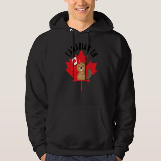 Veste À Capuche Drapeau canadien Eh Beaver Maple Leaf Heureux Da C (Devant)