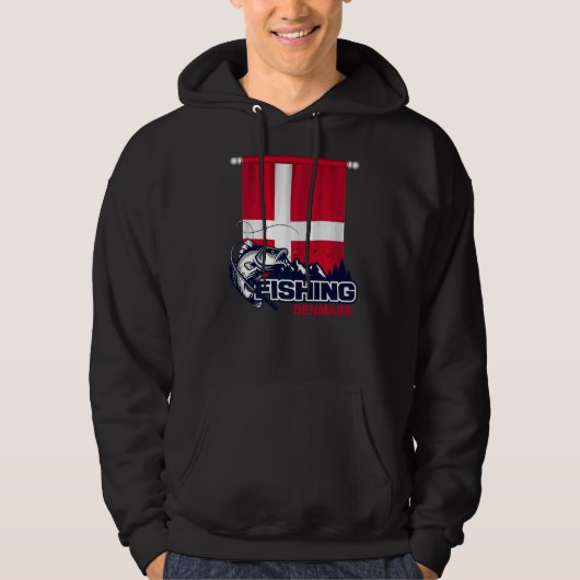 Veste À Capuche Drapeau Danemark Pêche Au Danemark (Devant)
