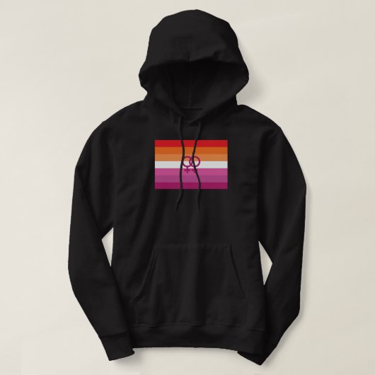 Veste À Capuche Drapeau de fierté lesbienne WLW (Coucher de soleil (Design devant)