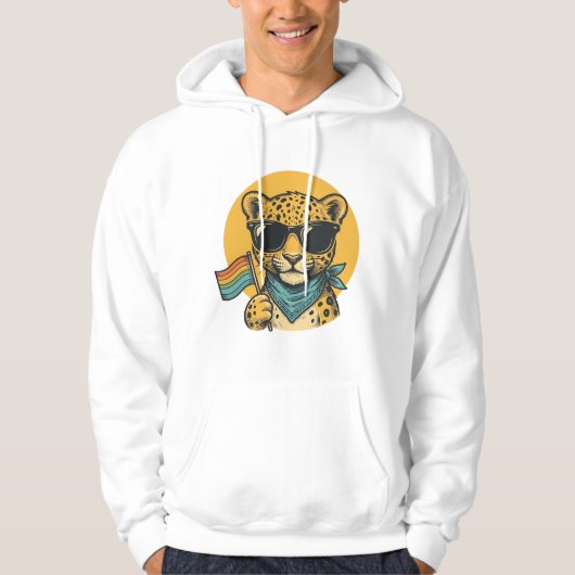 Veste À Capuche Drapeau de la fierté du léopard arc-en-ciel Design (Devant)
