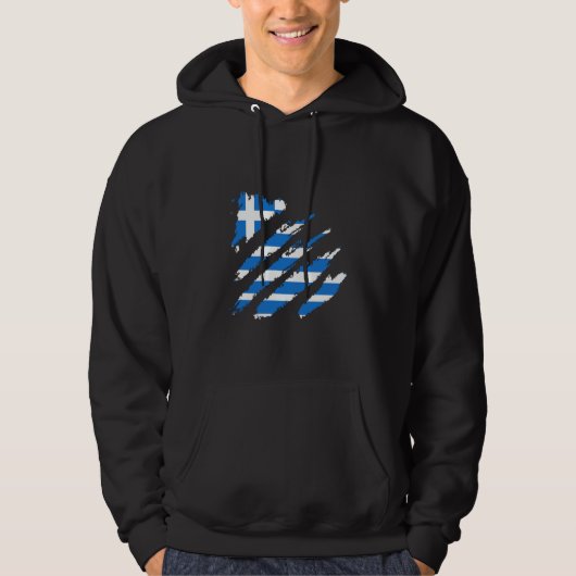 Veste À Capuche Drapeau de la Grèce Griffe Hellènes Fierté grecque (Devant)