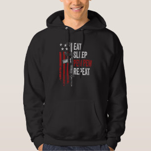 Veste À Capuche Drapeau Eat Sleep Pew Répéteur propriétaire d'un p
