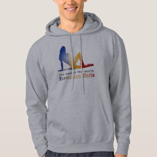 Veste À Capuche Drapeau roumain de silhouette de fille (Devant)