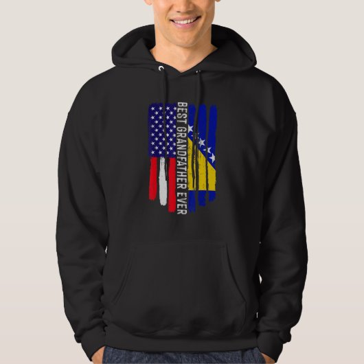 Veste À Capuche Drapeau Usa & Drapeau Bosnie-Herzégovine Meilleur  (Devant)