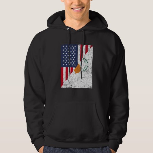 Veste À Capuche Drapeau USA moitié Drapeau Chypre Américain Chypri (Devant)