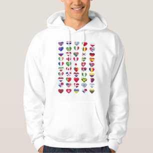 Veste À Capuche Drapeaux de la forme cardiaque des pays