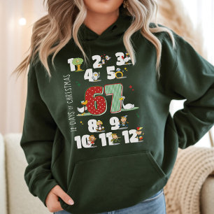 Veste À Capuche Drôle 12 Jours de Noël 67 Six Sept Mème Noir