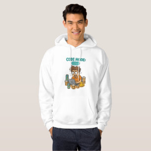 Veste À Capuche Drôle Cartoon du programmeur avec "Mode Code : ON"