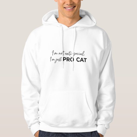 Veste À Capuche Drôle de chat pro anti-social introverti (Devant)