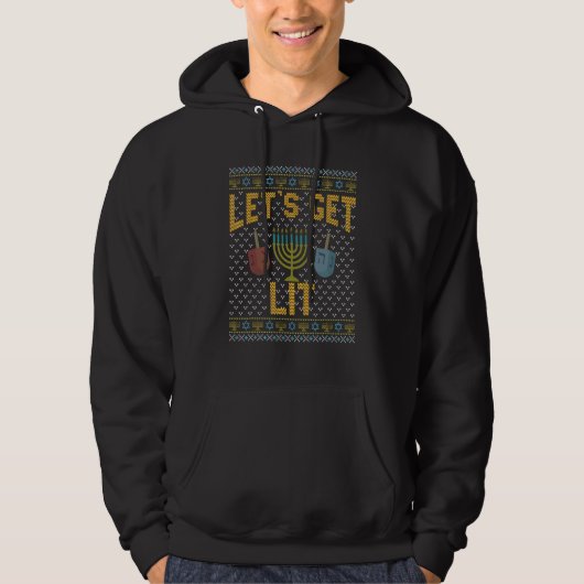 Veste À Capuche Drôle de pull de Hanukkah laid Chemise Let's Get L (Devant)