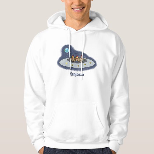 Veste À Capuche Drôle poule dans l'espace dessin animé (Devant)